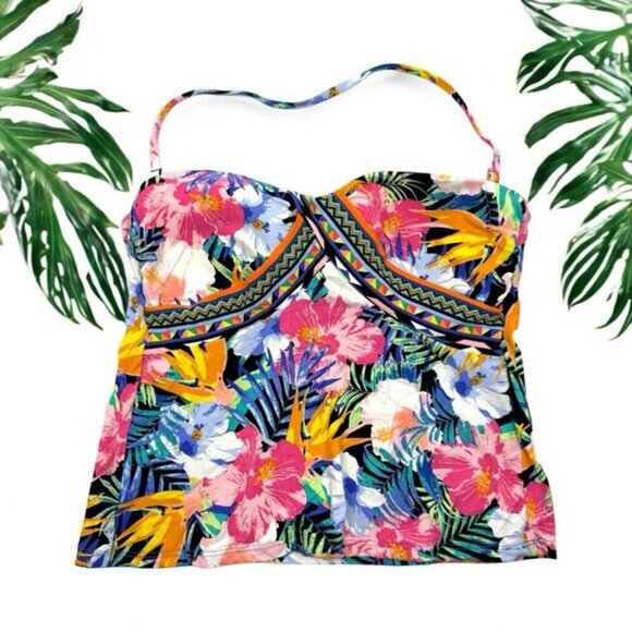 La Blanca womens 6 Tropical Swim Top Convertible Bandini Colorful Pool Vacation - Picture 1 of 8